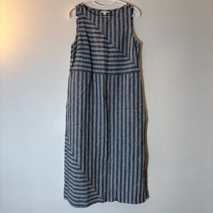 J. Jill Love Linen Stripe Sleeveless Maxi Dress Size Medium‎
